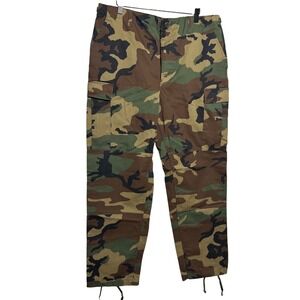 Proper Camouflage Cargo Pants Military Style Utility Pockets Drawstring Ankles